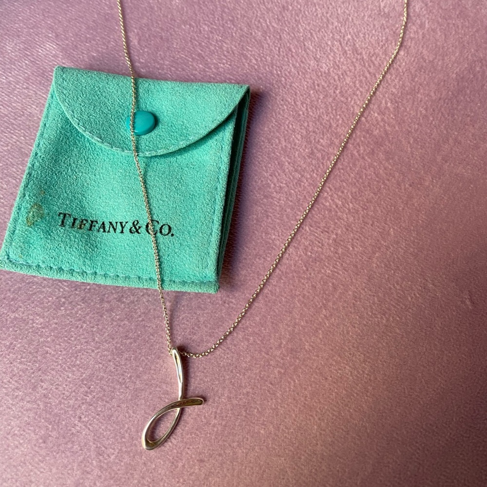 Tiffany Elsa Peretti sterling initial necklace, J